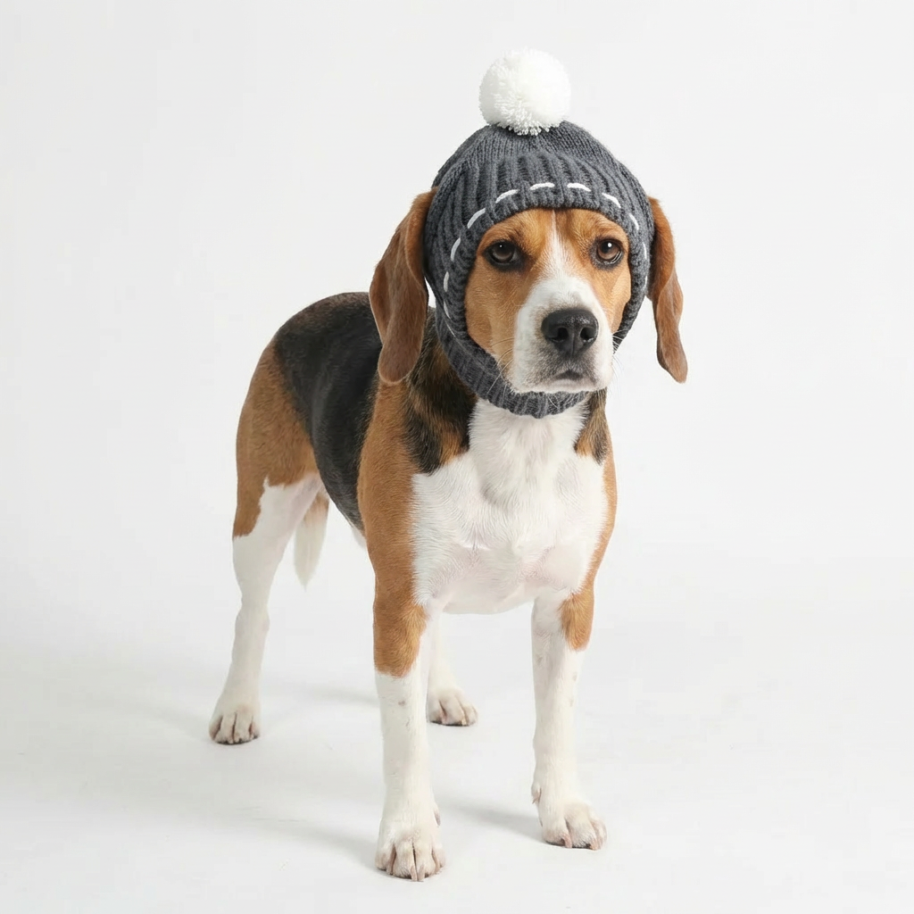 Cozy Pup Pom Beanie – Grey