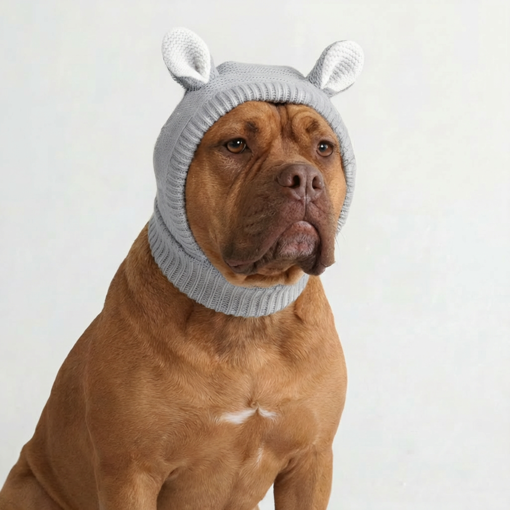 Bear Ear Dog Beanie – Grey
