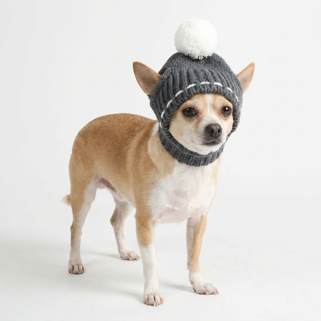 Cozy Pup Pom Beanie – Grey