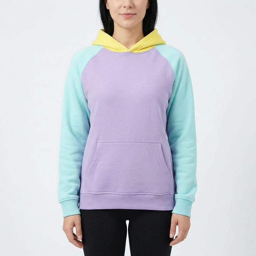 Colorblock Human Hoodie – Lavender Multi