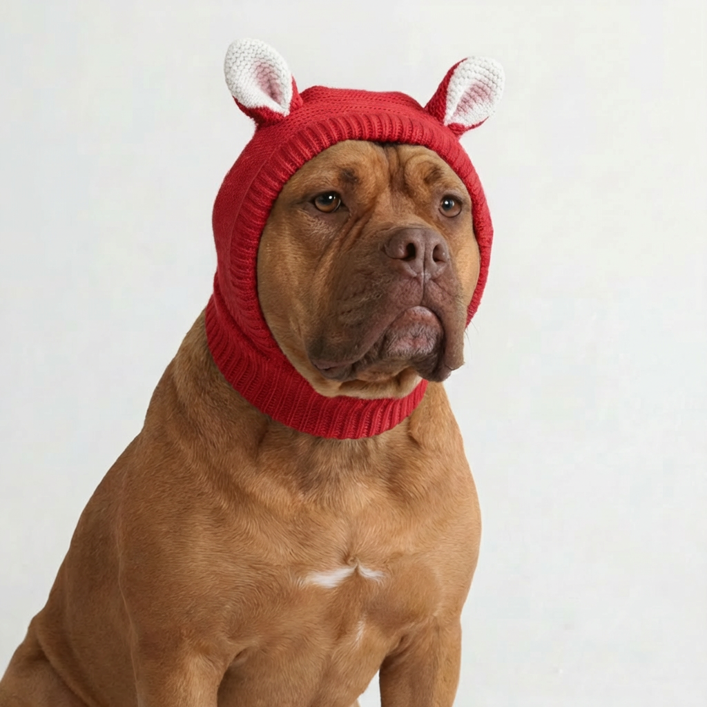 Bear Ear Dog Beanie – Red