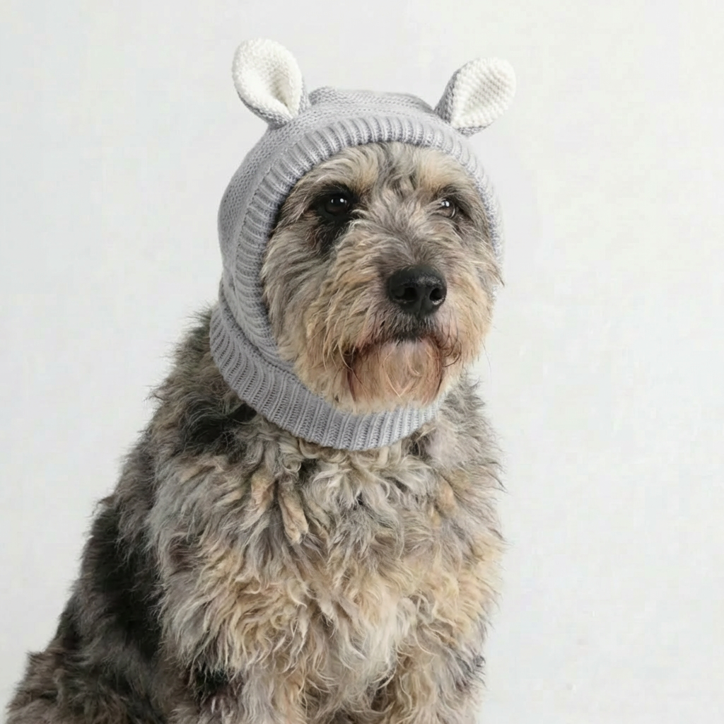 Bear Ear Dog Beanie – Grey
