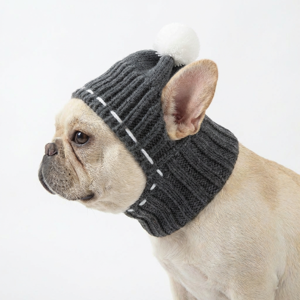 Cozy Pup Pom Beanie – Grey