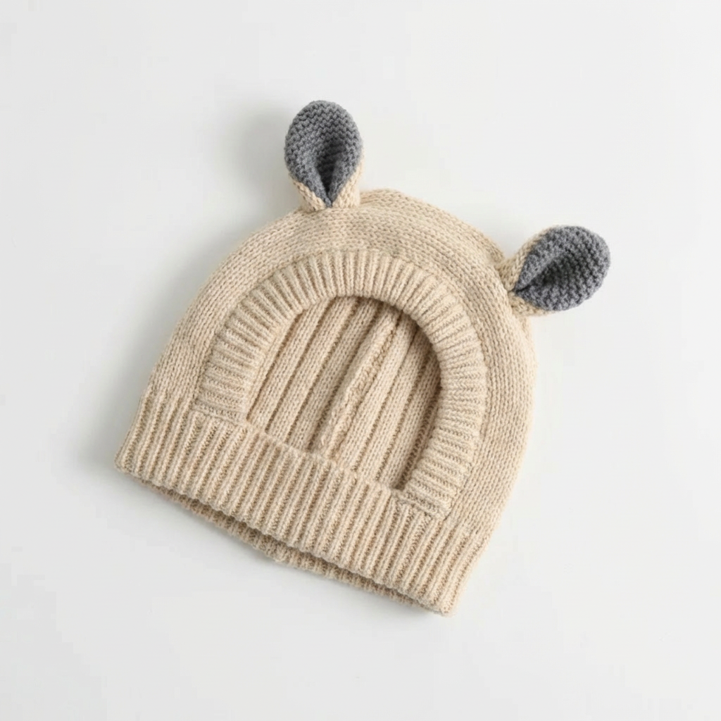 Bear Ear Dog Beanie – Cream